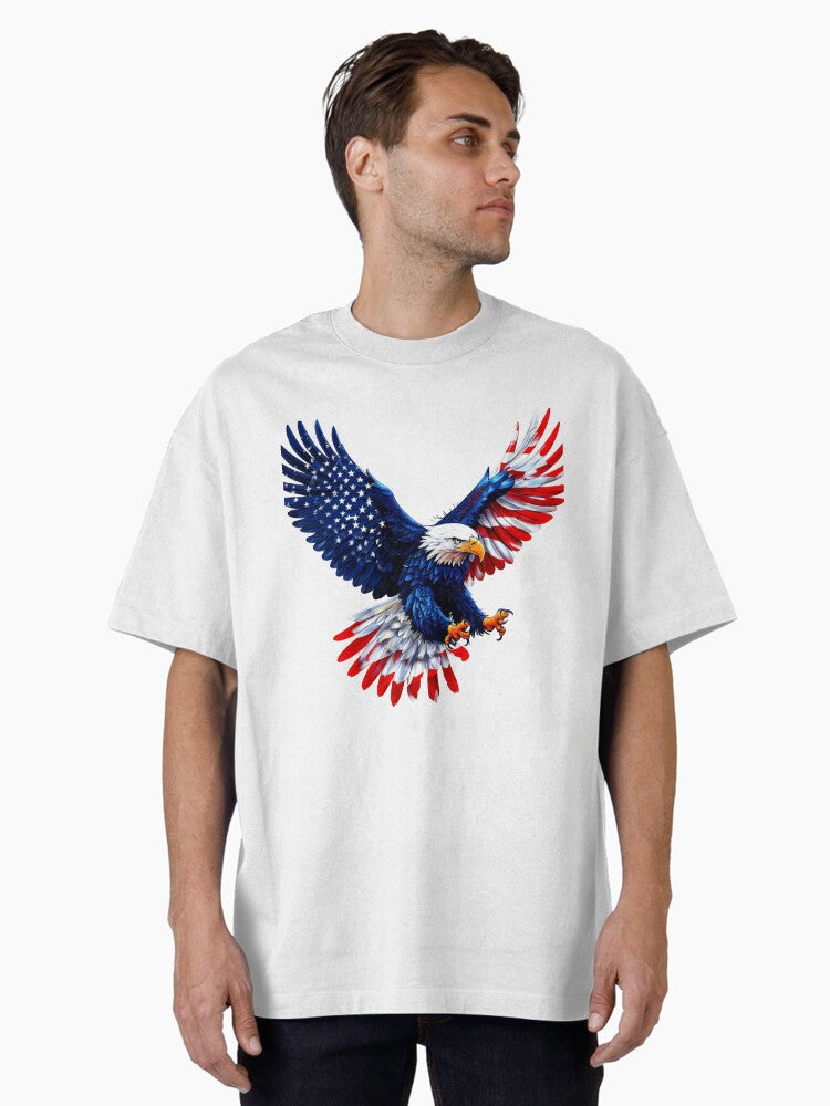 Bald Eagle With American Flag Oversized Shirt T Shirt Minimal Style
