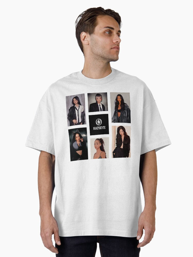 KATSEYE Cartoon Merchandise (black & white logo) Oversized T-Shirt