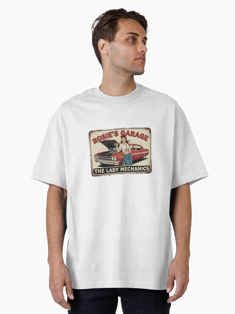 Rosie s Garage Expert Lady Mechanics Classic Car Art Oversized T Shirt T Shirt Viral TikTok Daily Wear