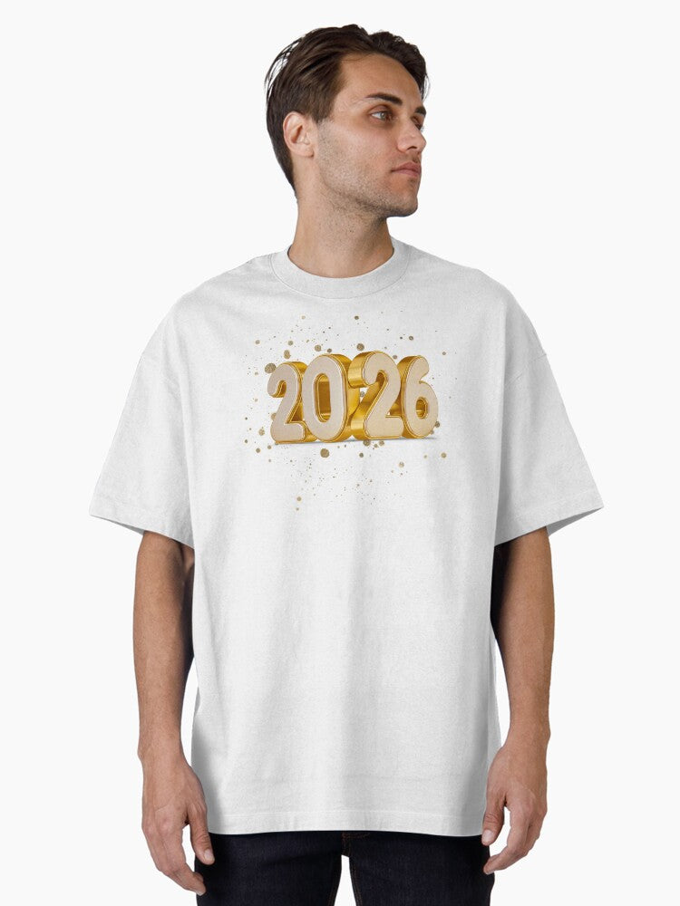 2026 in Gold Elegant Holiday Illustration Oversized T Shirt T Shirt Comfort Fit Daily Wear