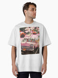 Pink Flower Road Trip Oversized T-Shirt | Premium Unisex T-Shirt, Trending Graphic Tee