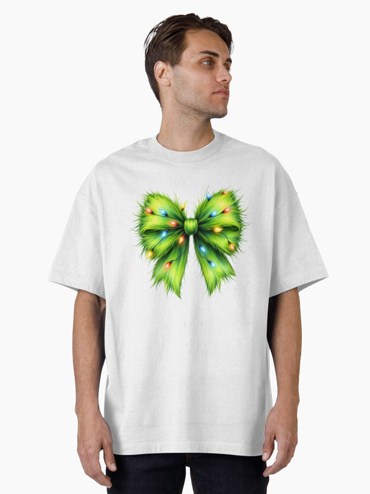 Grinch Bow Grinch Christmas Humor Design Oversized T Shirt T Shirt Holiday Trending Christmas Season Pick