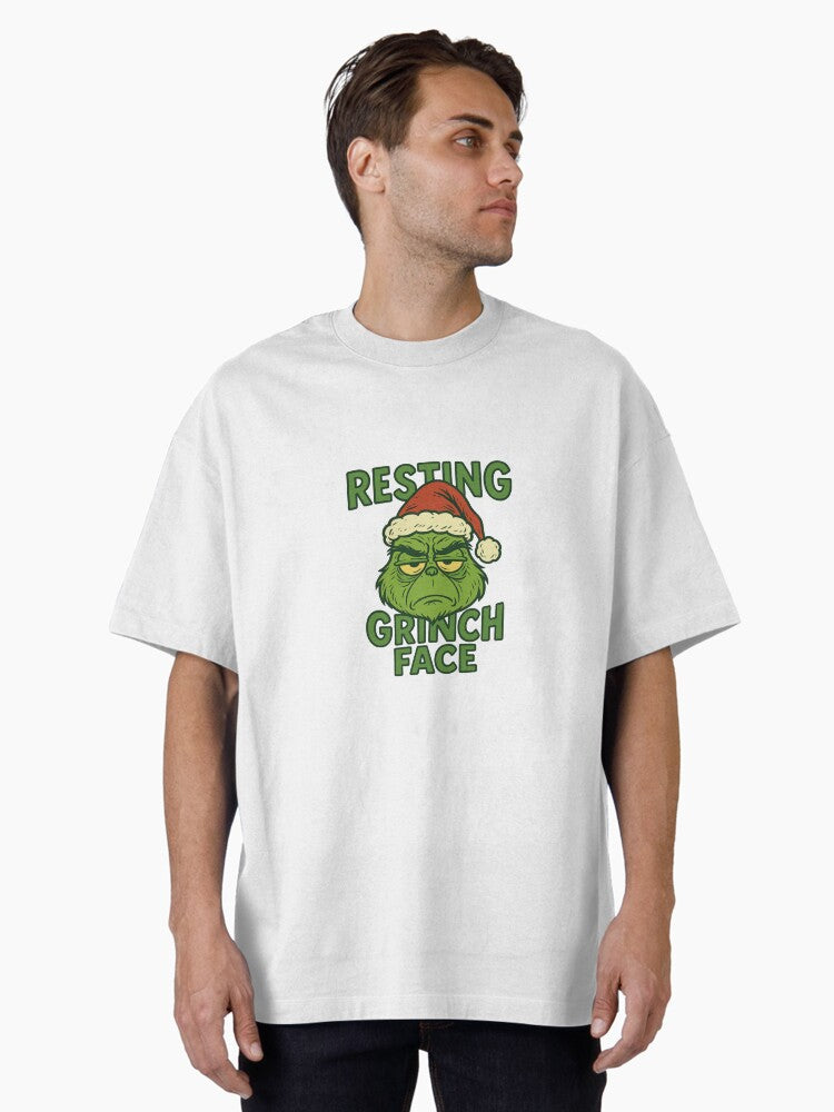 Resting Grinch Face Funny Christmas Expression Design Oversized T Shirt T Shirt Holiday Trending Christmas Season Pick