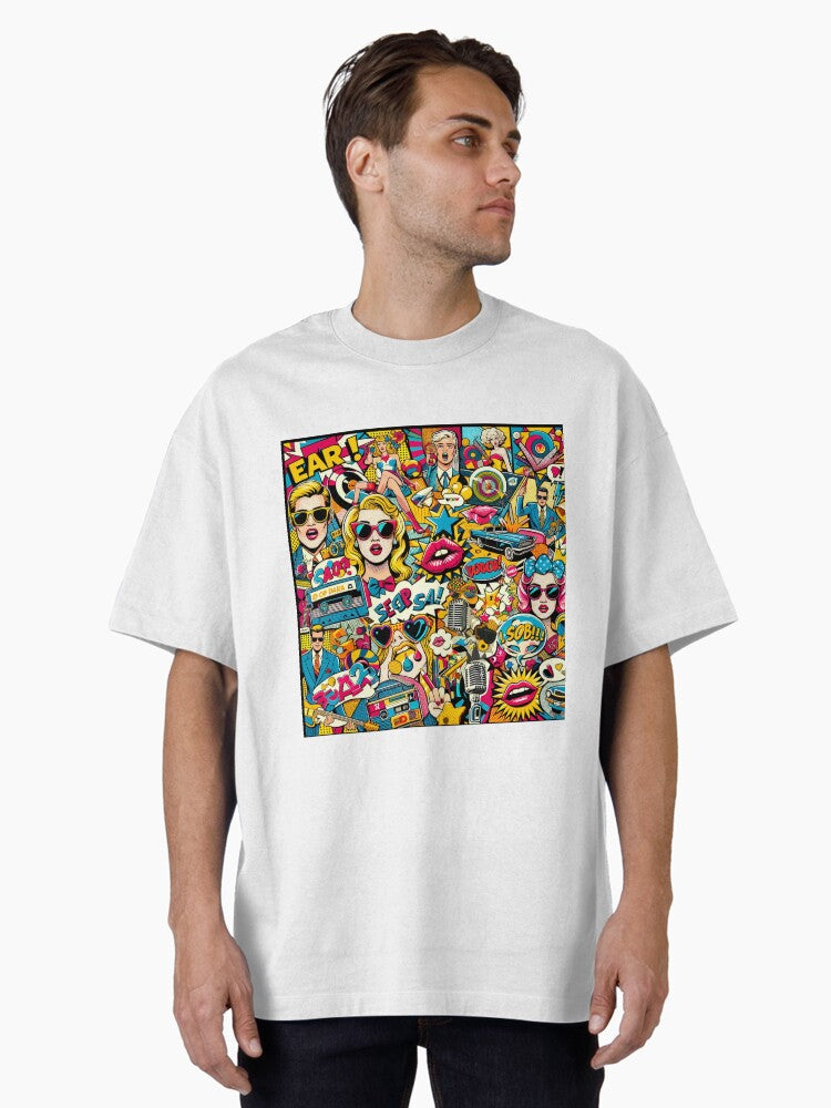 Pop Culture Meets Artistry in our Pop Art Extravaganza Patterns Oversized T Shirt T Shirt Premium Print Daily Wear