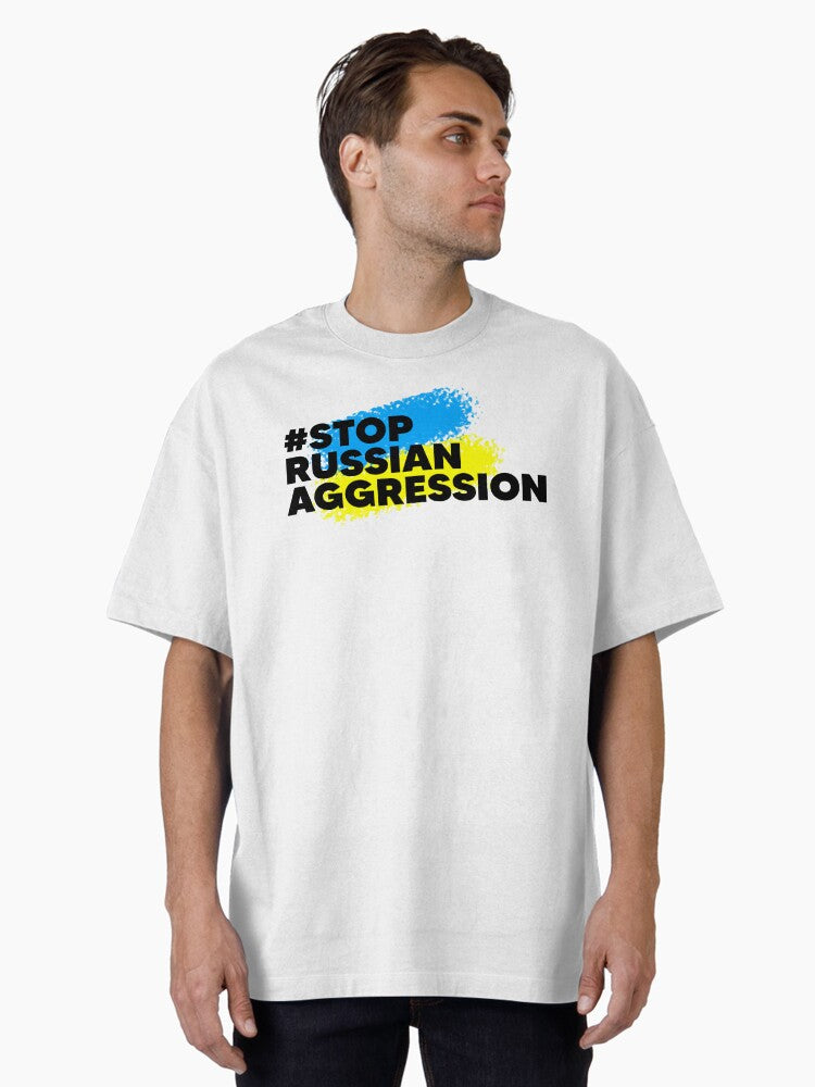 Stop russian Aggression I Support Ukraine Oversized Shirt T Shirt Minimal Style