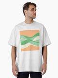 Retro Landscape - Green Orange Oversized T-Shirt | Premium Unisex T-Shirt, Trending Graphic Tee