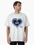 Glowing New Year 2026 Heart Dream Forward Celebration Art Oversized T Shirt T Shirt Streetwear Style Modern Aesthetic