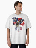 Majestic American Bald Eagle with USA in Stars and Stripes Oversized Shirt T Shirt Clean Design