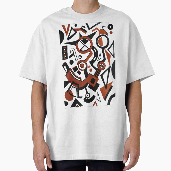 Vorticism - Black And Orange Geometric Line Work Oversized T-Shirt for Sale by chevymisha
