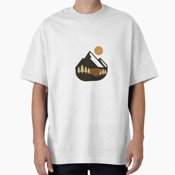 Retro Mountain Landscape – Minimalist Nature Illustration Oversized T-Shirt for Sale by LunarBones