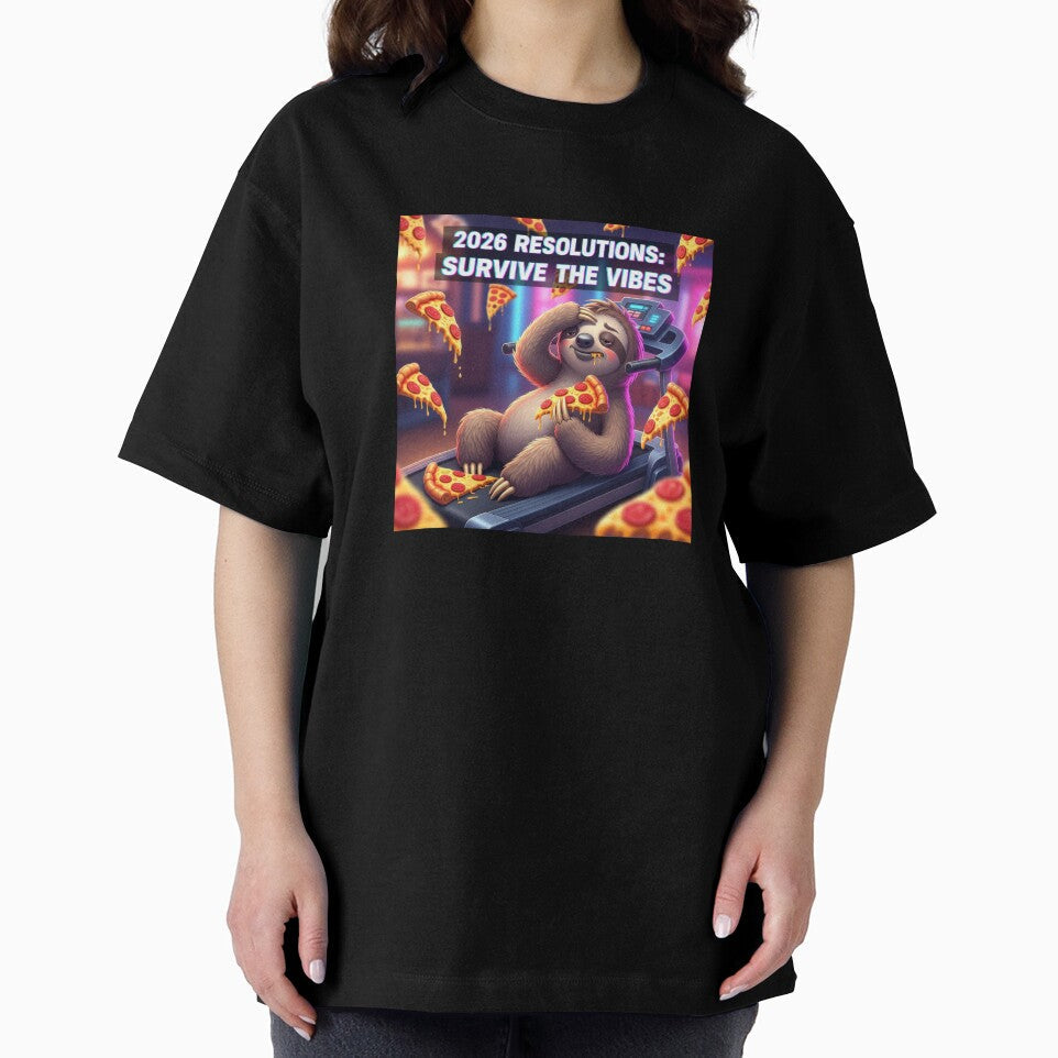 2026 Resolutions Funny Sloth Survive The Vibes by lowbatterydept Unisex T-shirt, Sweatshirt, Hoodie, Long Sleeve Tee
