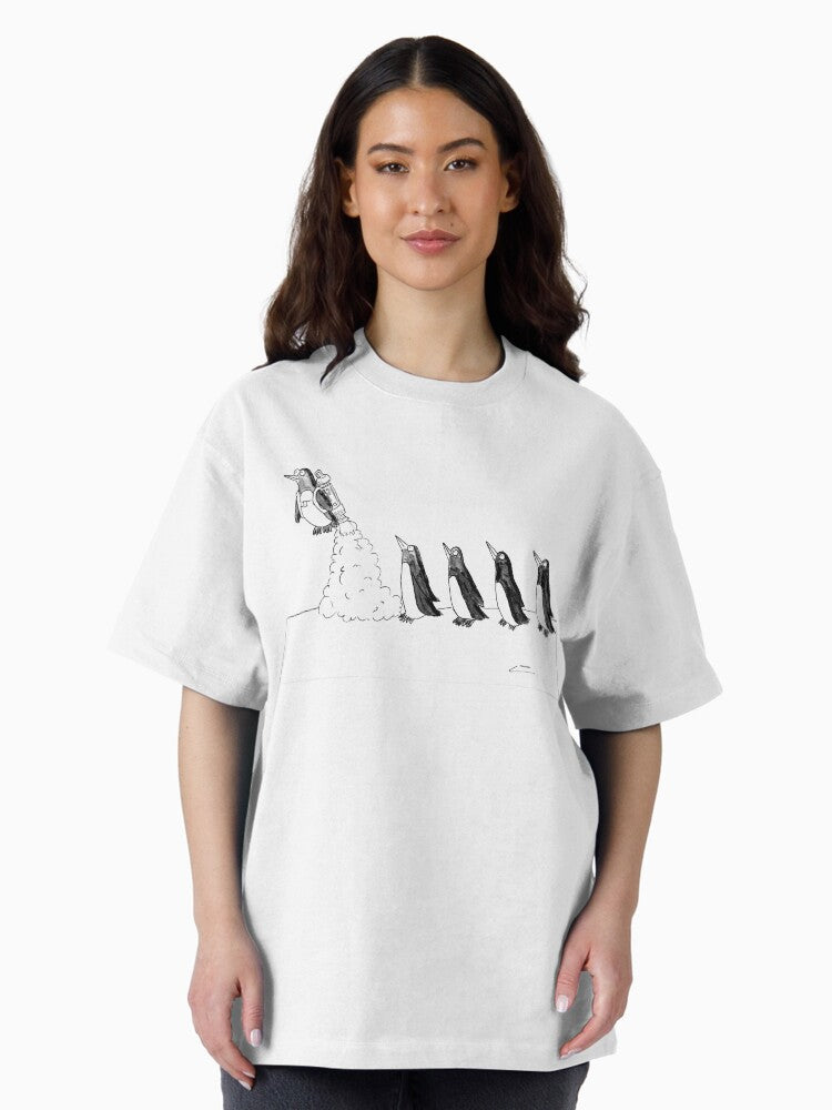 Penguin Takes Flight Oversized T Shirt Women T Shirt Premium Print Gift Ready