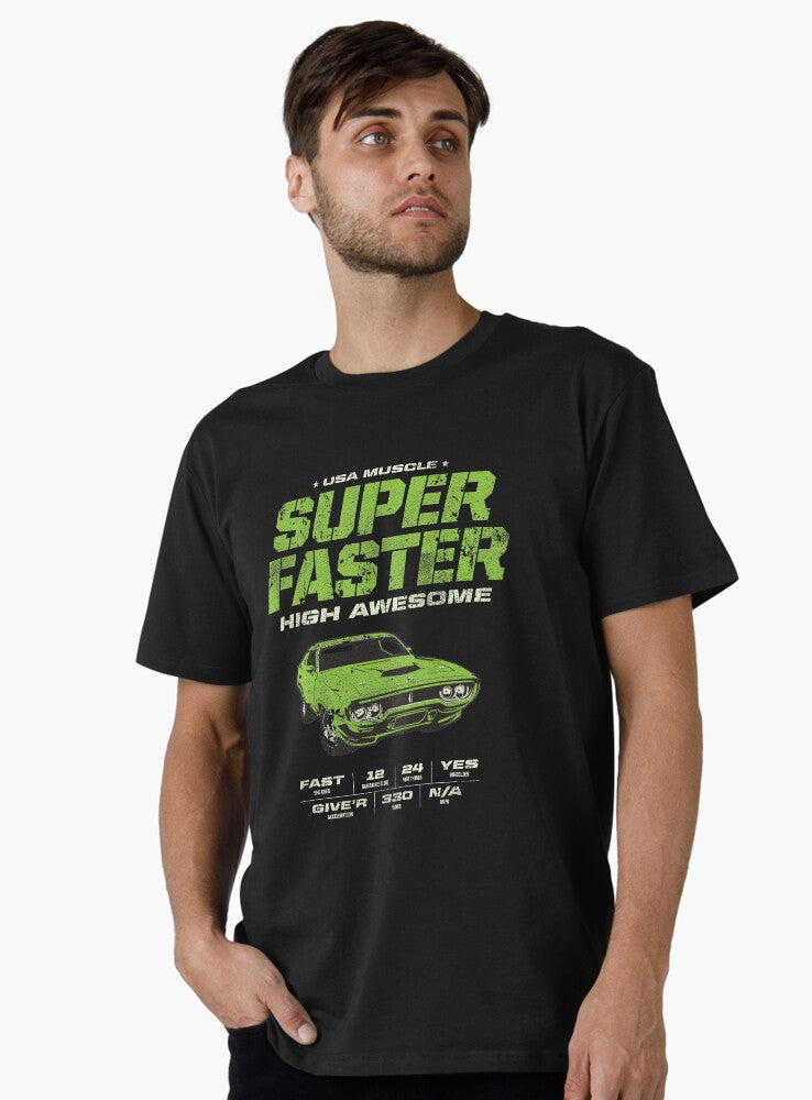 USA Muscle Super Faster High Awesome Premium T Shirt T Shirt Comfort Fit Gift Ready