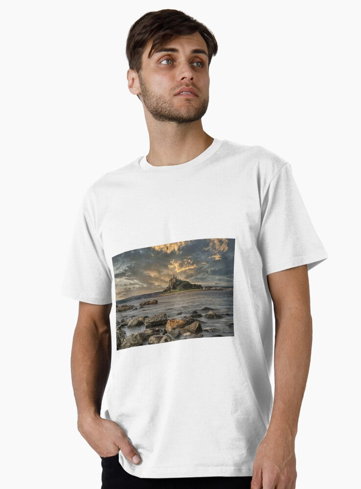 St Michaels mount at sunset Marazion Penzance Cornwall Premium T Shirt T Shirt Clean Design