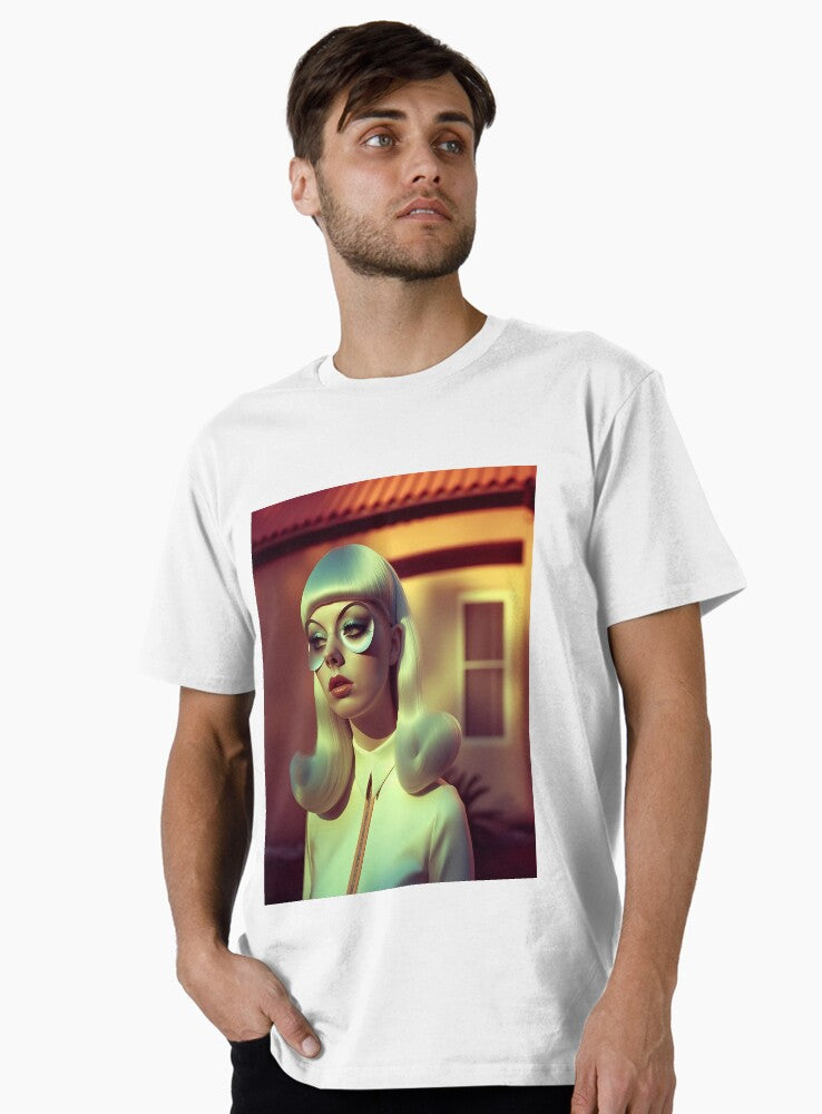 Retro Futuristic Woman in Suburbia 2 Premium T-Shirt | Premium Unisex T-Shirt, Trending Graphic Tee