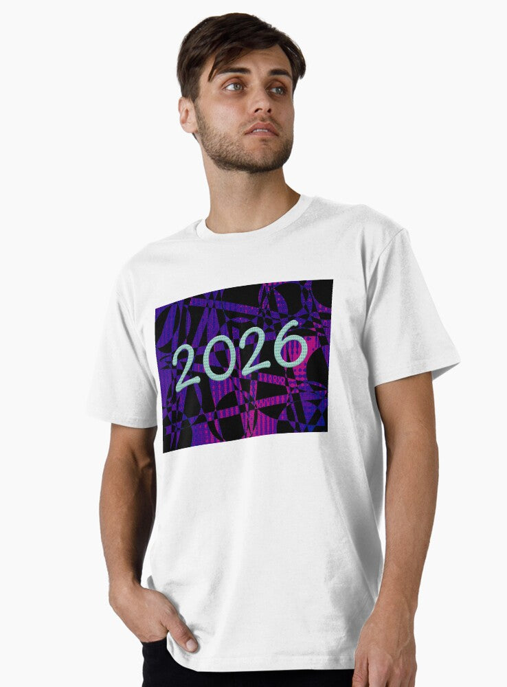 New Year 2026 with neon purple background Premium T Shirt T Shirt Premium Print Modern Aesthetic