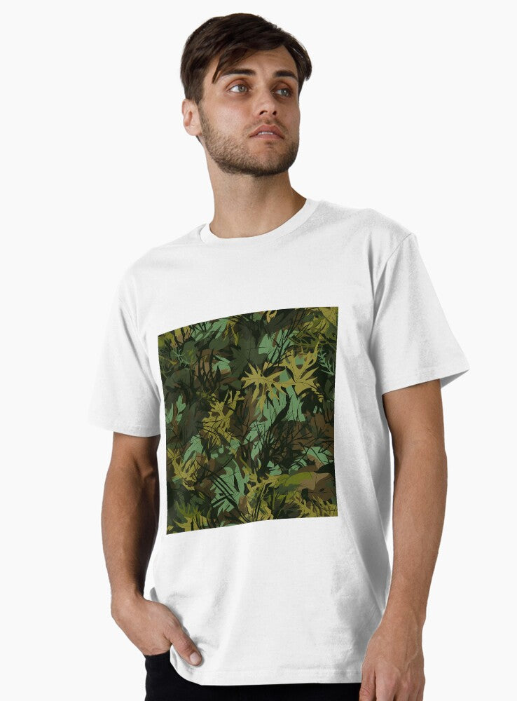 Green Ferns and Leaf Forest Camo seamless pattern Premium T Shirt T Shirt Trending 2025 Top Rated Design
