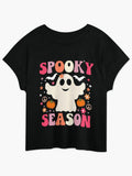 Groovy Spooky Season Cool Ghost Pumpkin Funny Halloween Kids Relaxed T Shirt