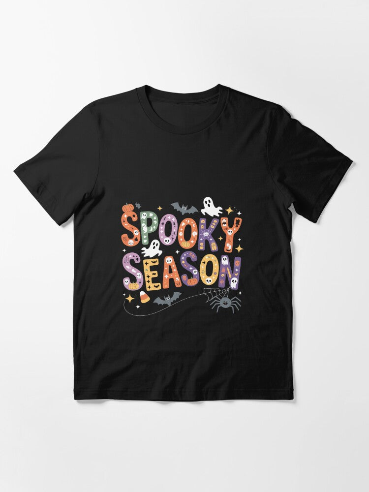 Cute Ghost Groovy Happy Halloween Spooky Season Floral Essential T Shirt