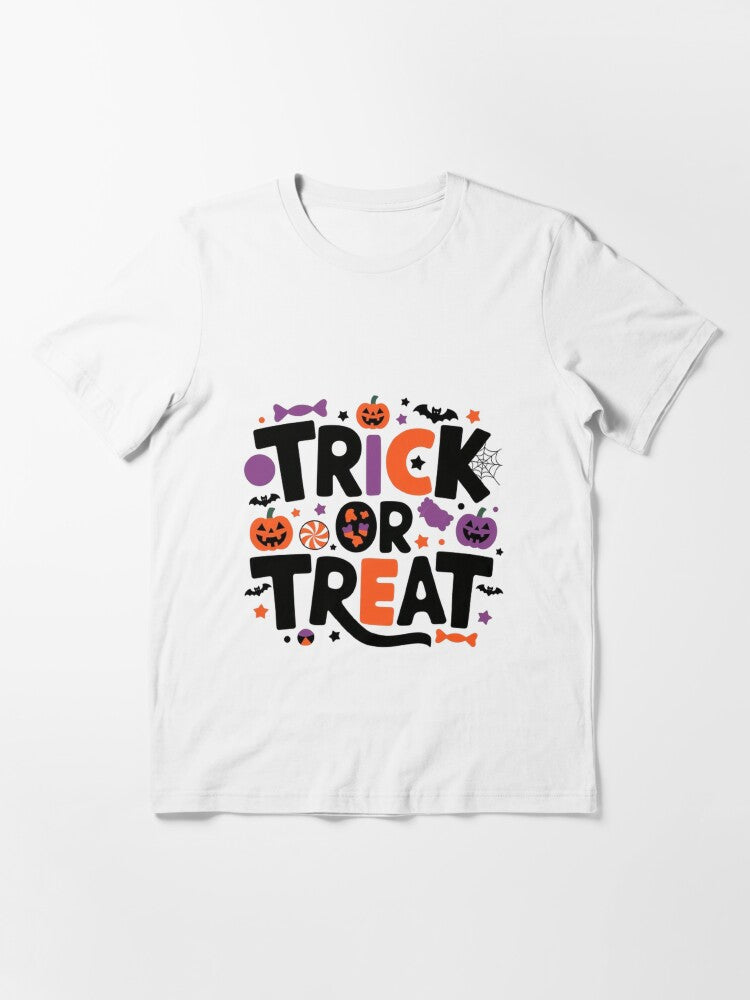 Trick Or Treat Halloween Typography T Shirt Bold Playful Spooky Design Essential Gift Ready