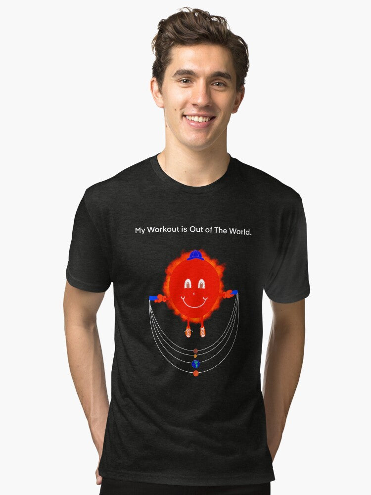 Cute Sun Character Jumping Rope with Planets Art Tri blend T Shirt T Shirt Premium Print Best Seller Look