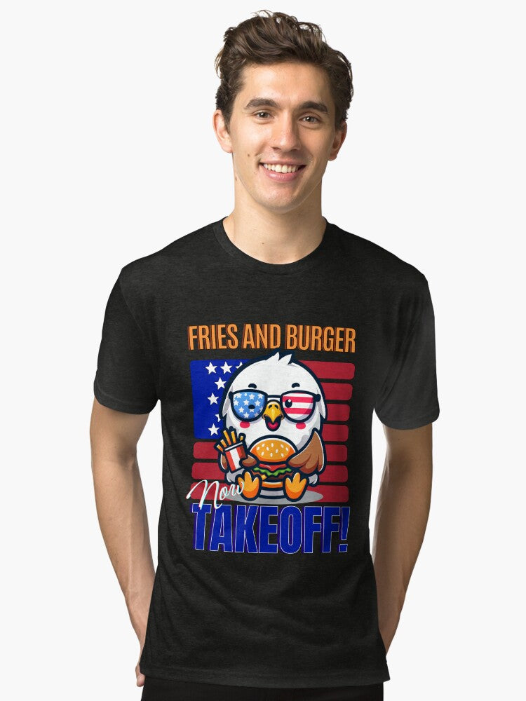 Fries and burger Eagle Bald eagle American Eagle Tri blend Shirt T Shirt Minimal Style