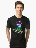 HOUSE CAT Rainbow DJ Kitty Tri blend T Shirt T Shirt Comfort Fit Gift Ready
