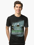A Halflings journey on a mountain path through an elven wood in the style of J R R Tolkien Tri blend T Shirt T Shirt Tre