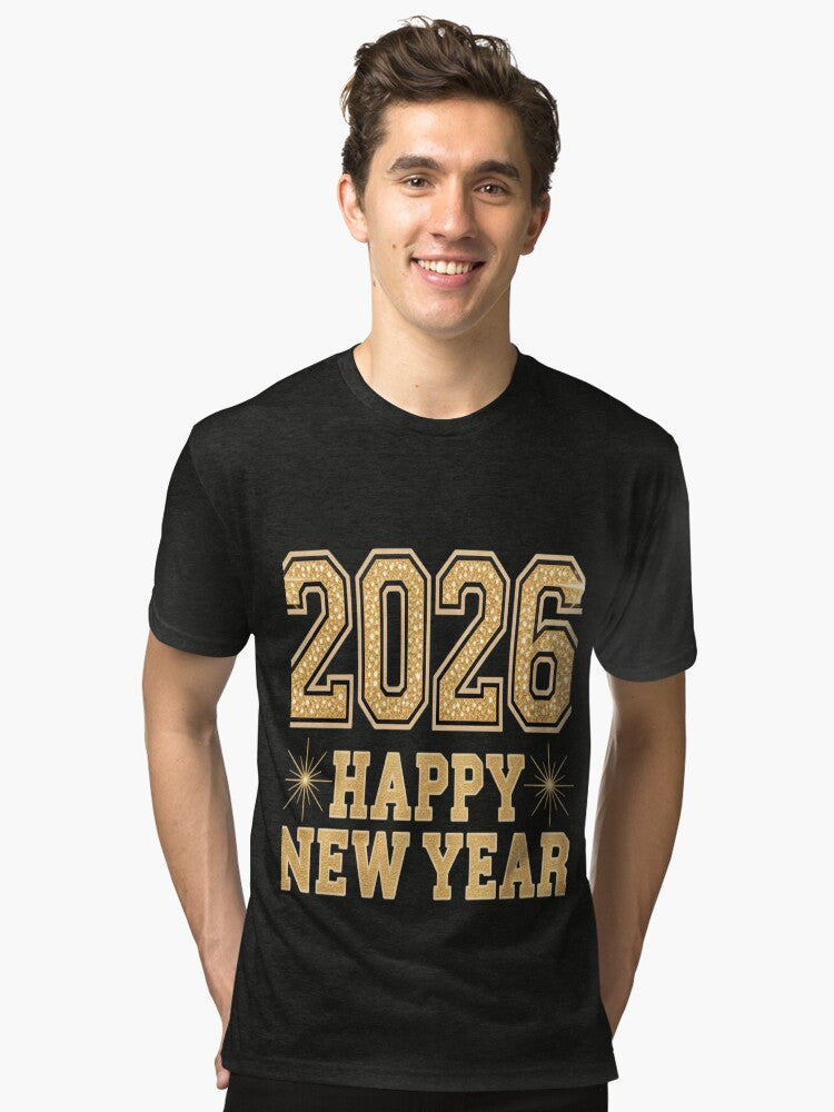 Happy New Year 2026 Gold Party Eve Family Xmas 6 Tri blend T Shirt T Shirt Comfort Fit Best Seller Look