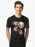 Three Opossums Howling at the Moon Funny Possum 3 Opossum Tri blend T Shirt T Shirt Premium Print Best Seller Look