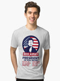 Rick Astley for President Rick Roll Shirt Tri blend T Shirt T Shirt Streetwear Style Fan Favorite