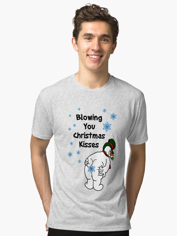 Blowing You Christmas Kisses Tri blend T Shirt T Shirt Streetwear Style Daily Wear