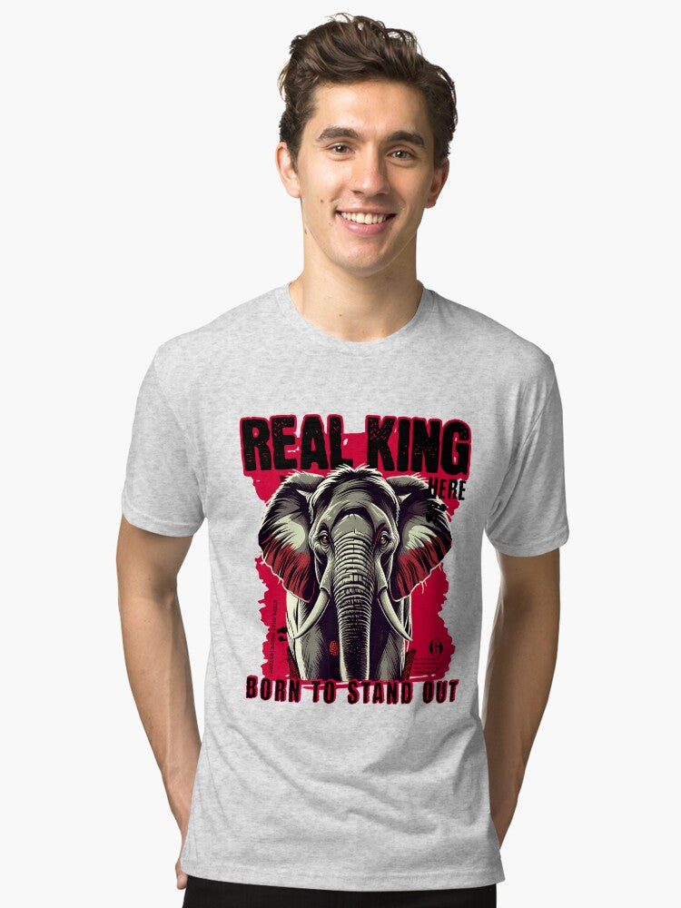 Cool Motivational Elephant Unique Art Design By GubBuyArt For Real Kings That Are Born to Stand Out Tri blend T Shirt T
