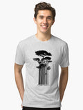 Barcode Trees Banksy style Street Art Tri blend T Shirt T Shirt Streetwear Style Best Seller Look
