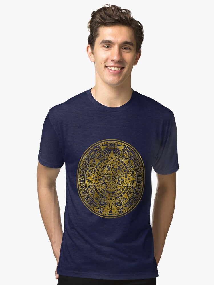 Gold Aztec Inca Mayan Calendar Tri blend T Shirt T Shirt High Search Demand Best Seller Look