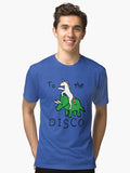 To The Disco Unicorn Riding Triceratops Tri blend T Shirt T Shirt Streetwear Style Gift Ready