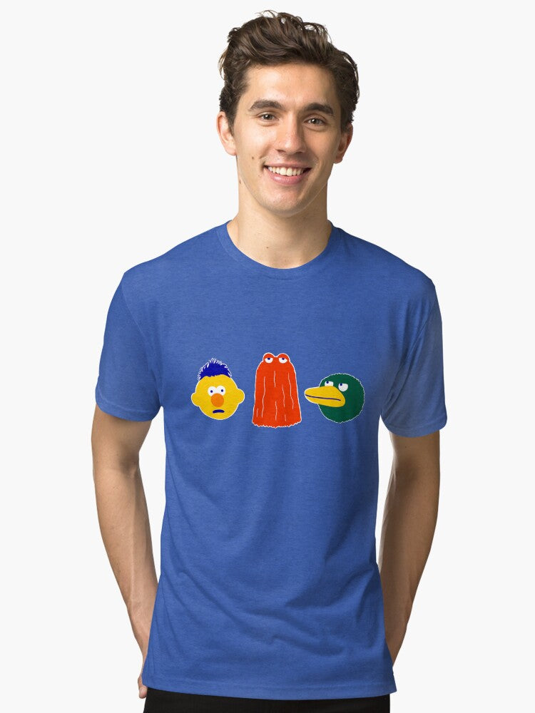YELLOW RED DUCK on blue Tri blend T Shirt T Shirt Viral TikTok Hot Right Now