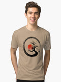Enso Circle and Bonsai Tree on Canvas Tri blend T Shirt T Shirt Premium Print Daily Wear