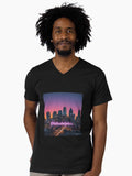 Digital Dusk in Philadelphia V-Neck T-Shirt | Premium Unisex T-Shirt, Trending Graphic Tee