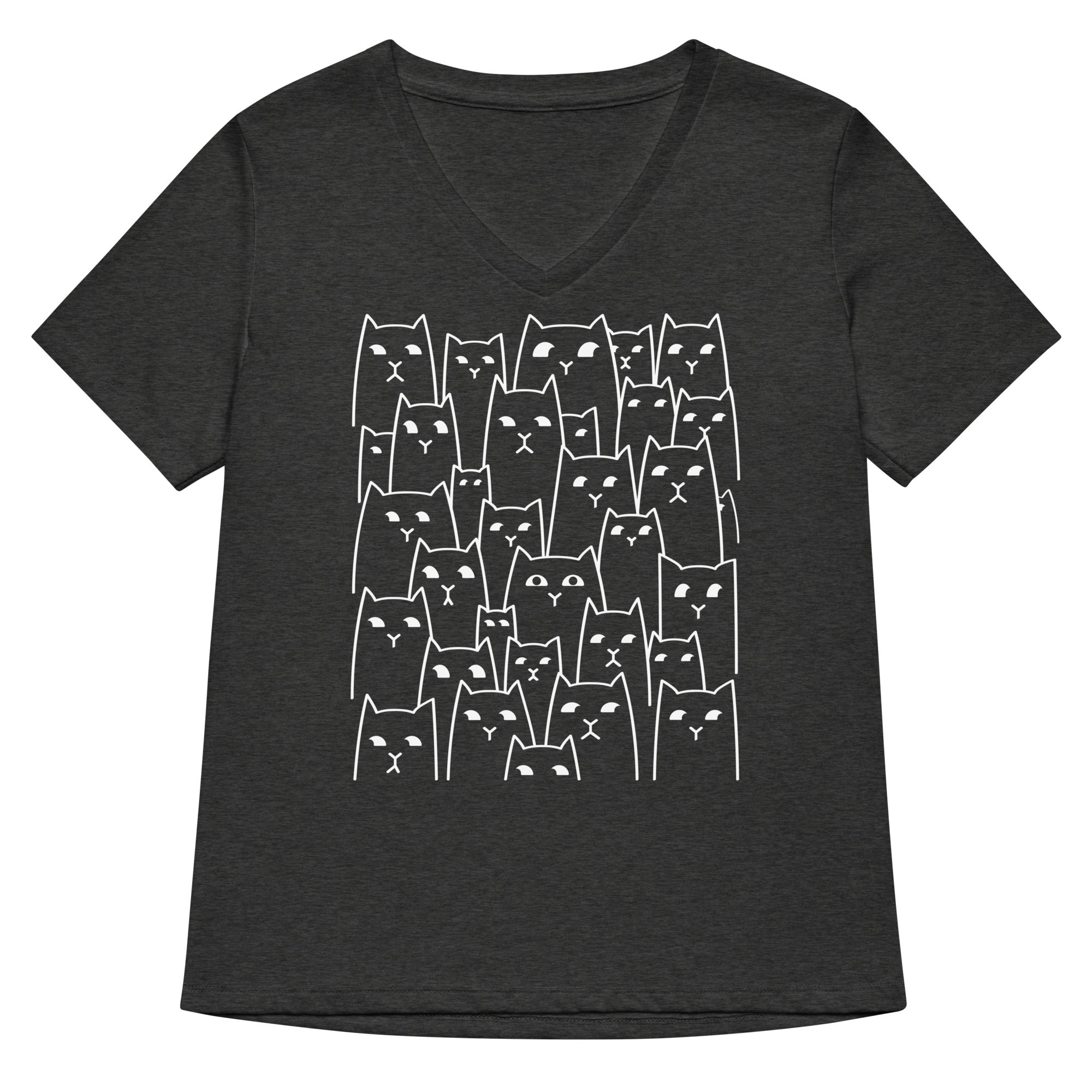 Suspicious Cats Women S V Neck Tee V Neck T Shirt Clean Design