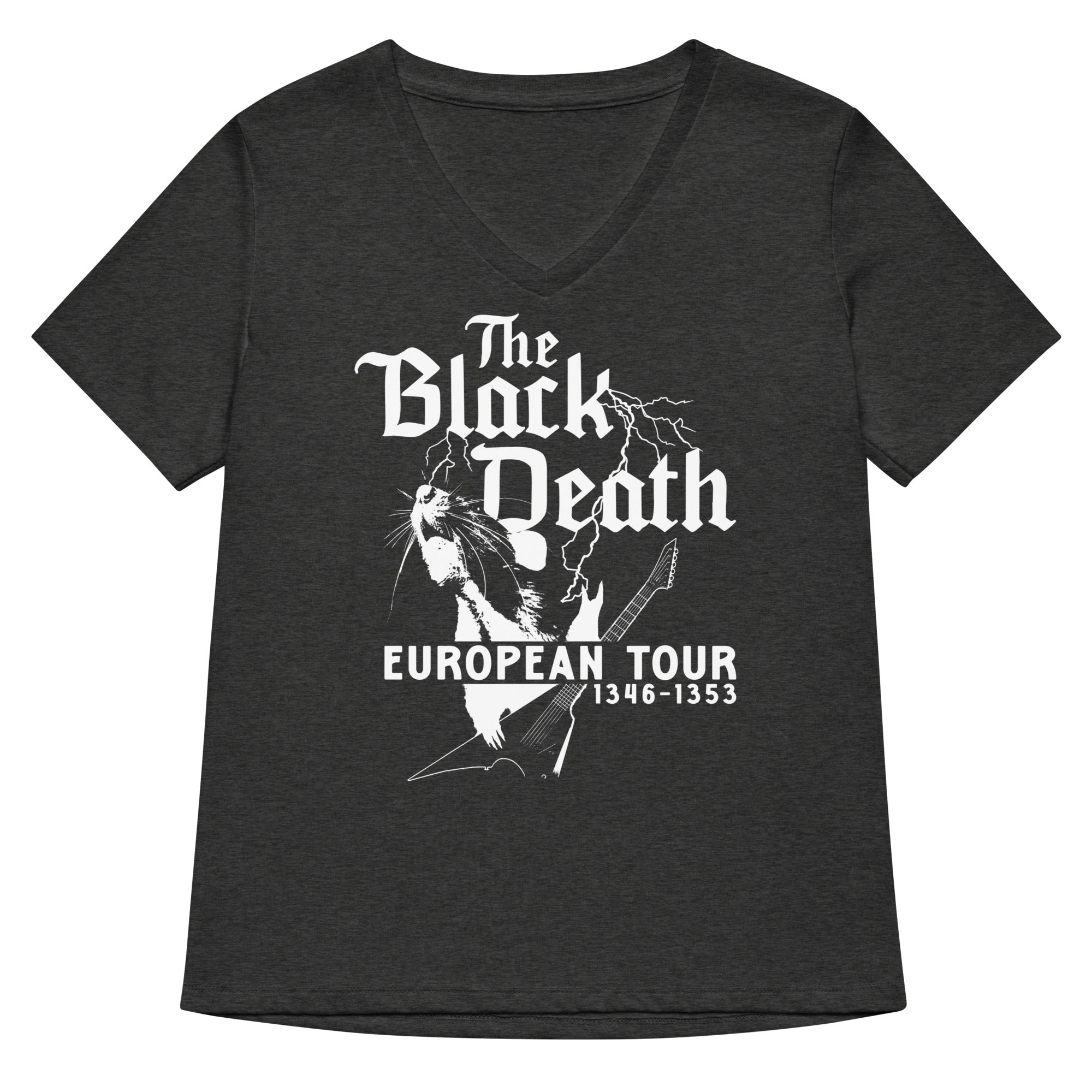 The Black Death European Tour Women S V Neck Tee V Neck T Shirt Minimal Style