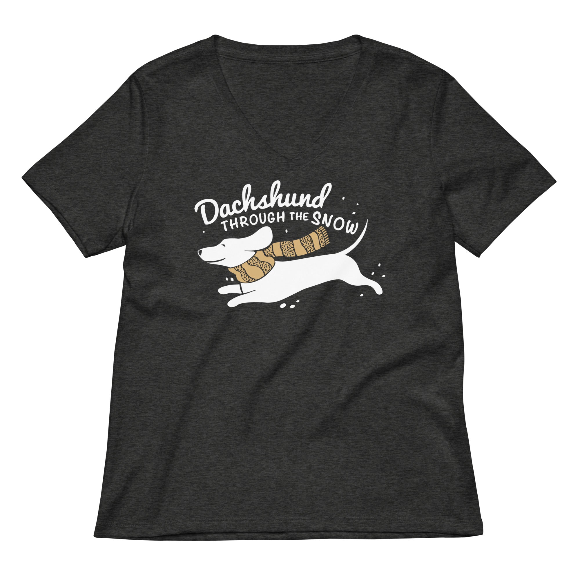 Dachshund Through The Snow Women S V Neck Tee V Neck T Shirt Gift Ready