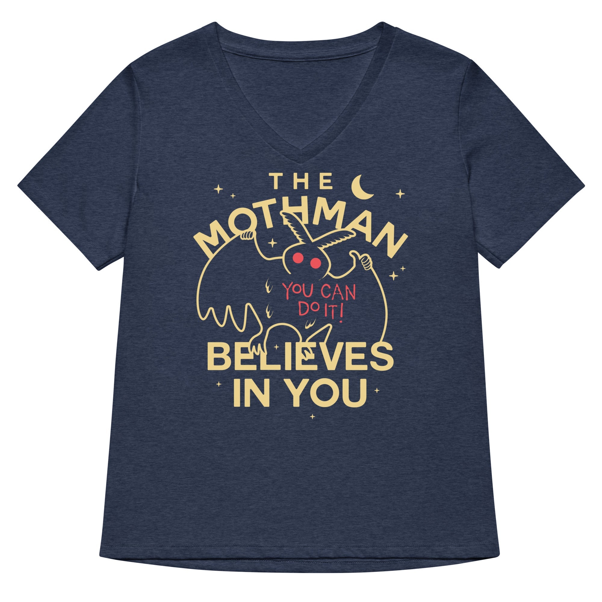 The Mothman Believes In You Women S V Neck Tee V Neck T Shirt Minimal Style