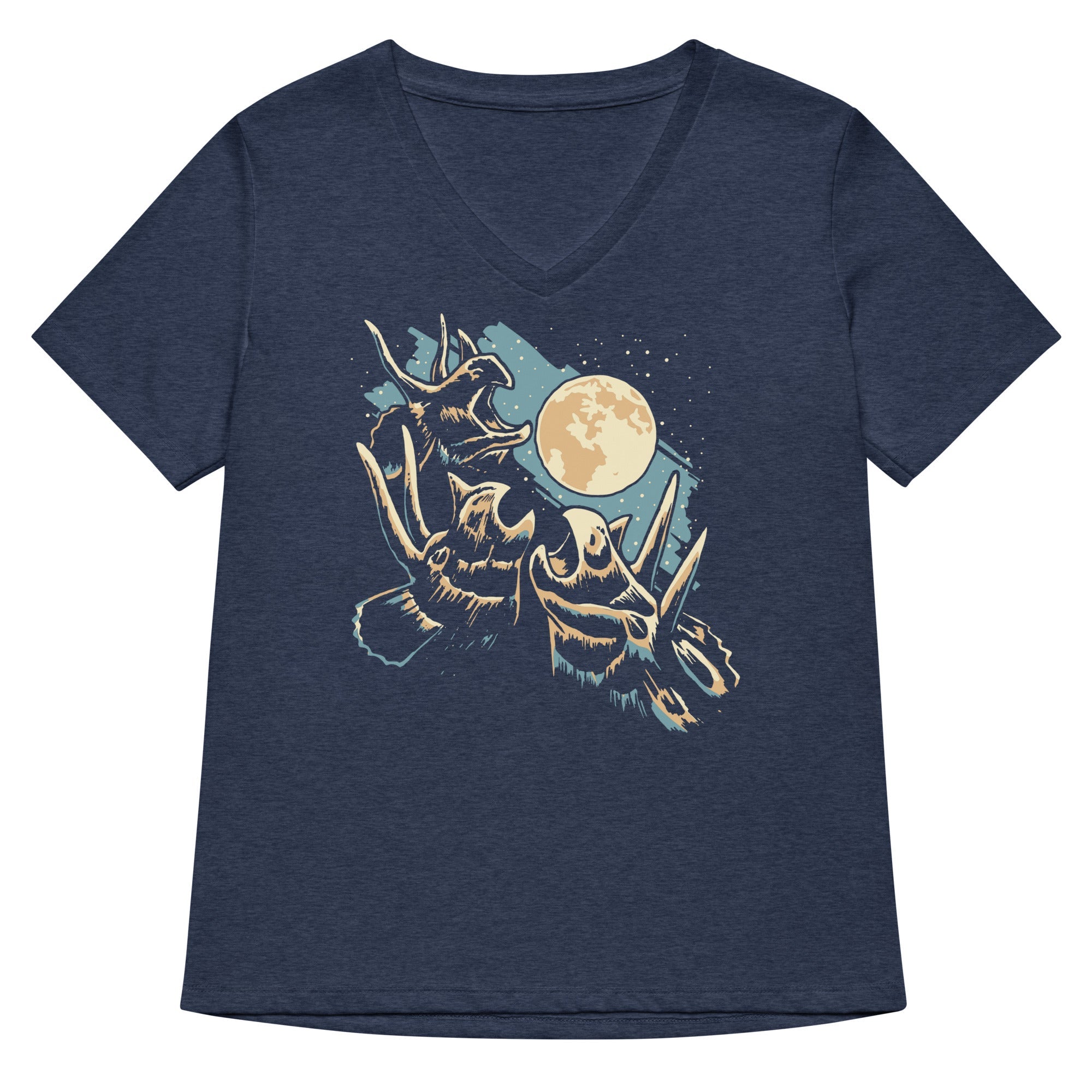 3 Tri Moon Women S V Neck Tee V Neck T Shirt Everyday Wear