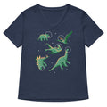 Dinos In Space Women S V Neck Tee V Neck T Shirt Clean Design