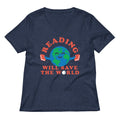 Reading Will Save The World Women S V Neck Tee V Neck T Shirt Premium Print