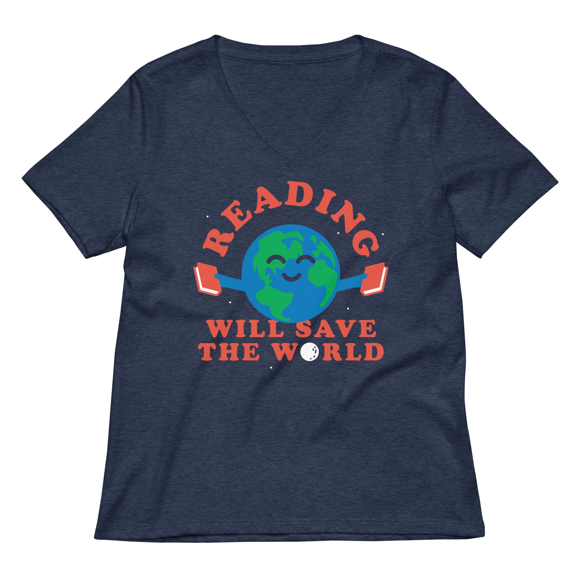 Reading Will Save The World Women S V Neck Tee V Neck T Shirt Premium Print