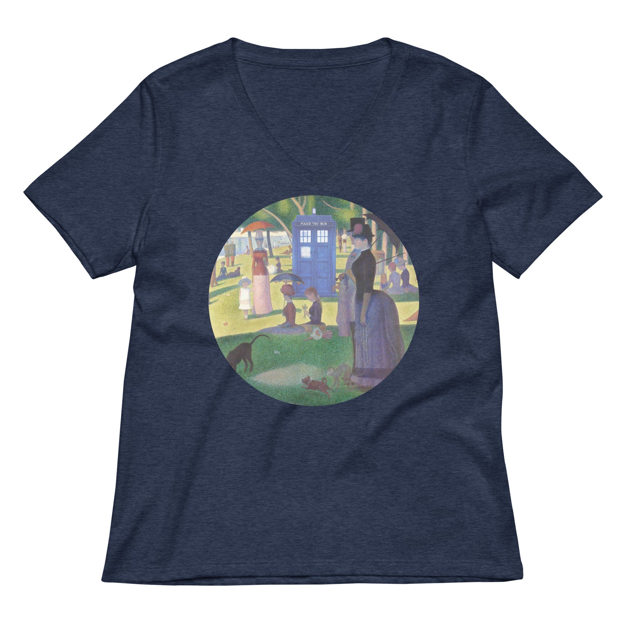 Tardis On La Grande Women S V Neck Tee V Neck T Shirt US Trend