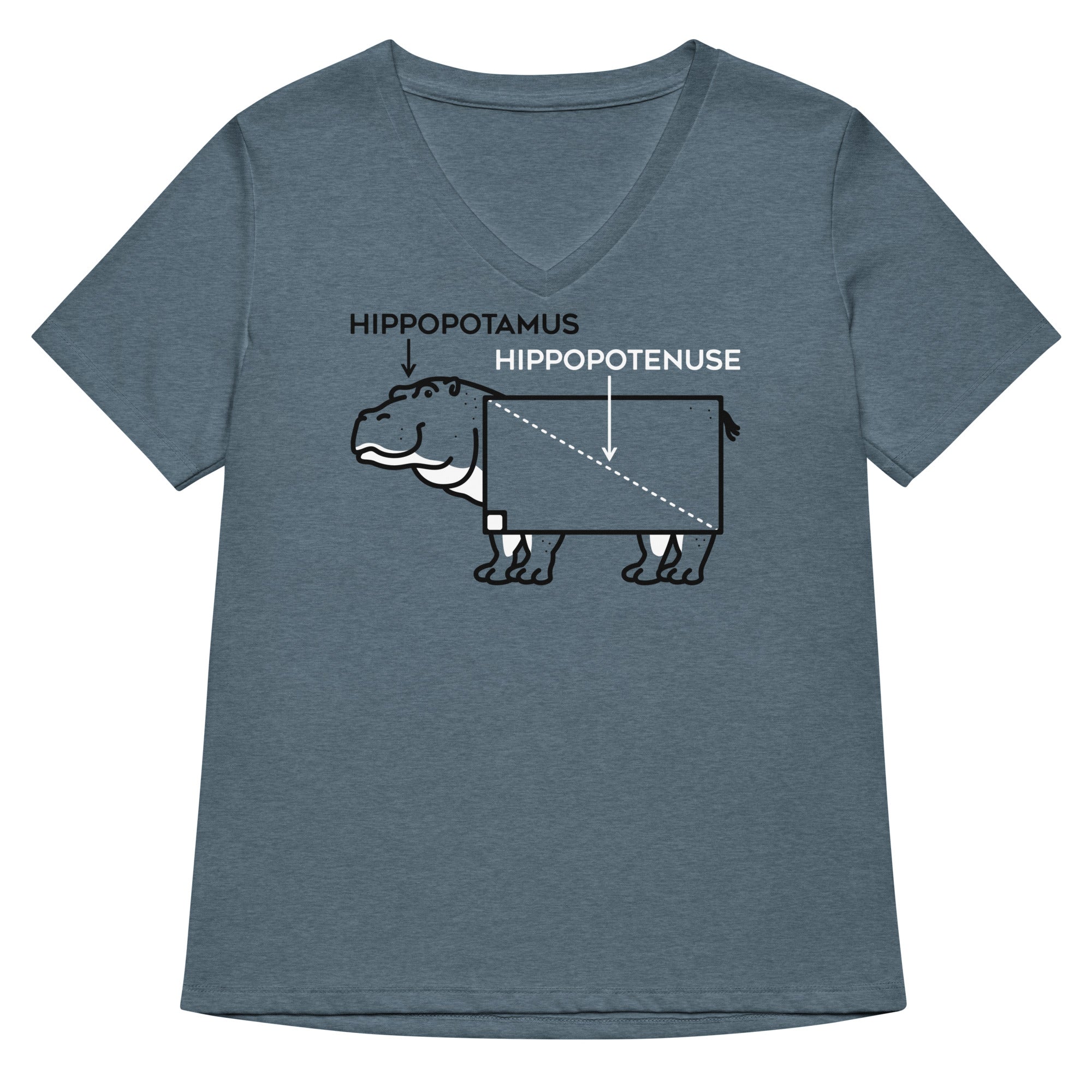 Hippopotenuse Women S V Neck Tee V Neck T Shirt Everyday Wear