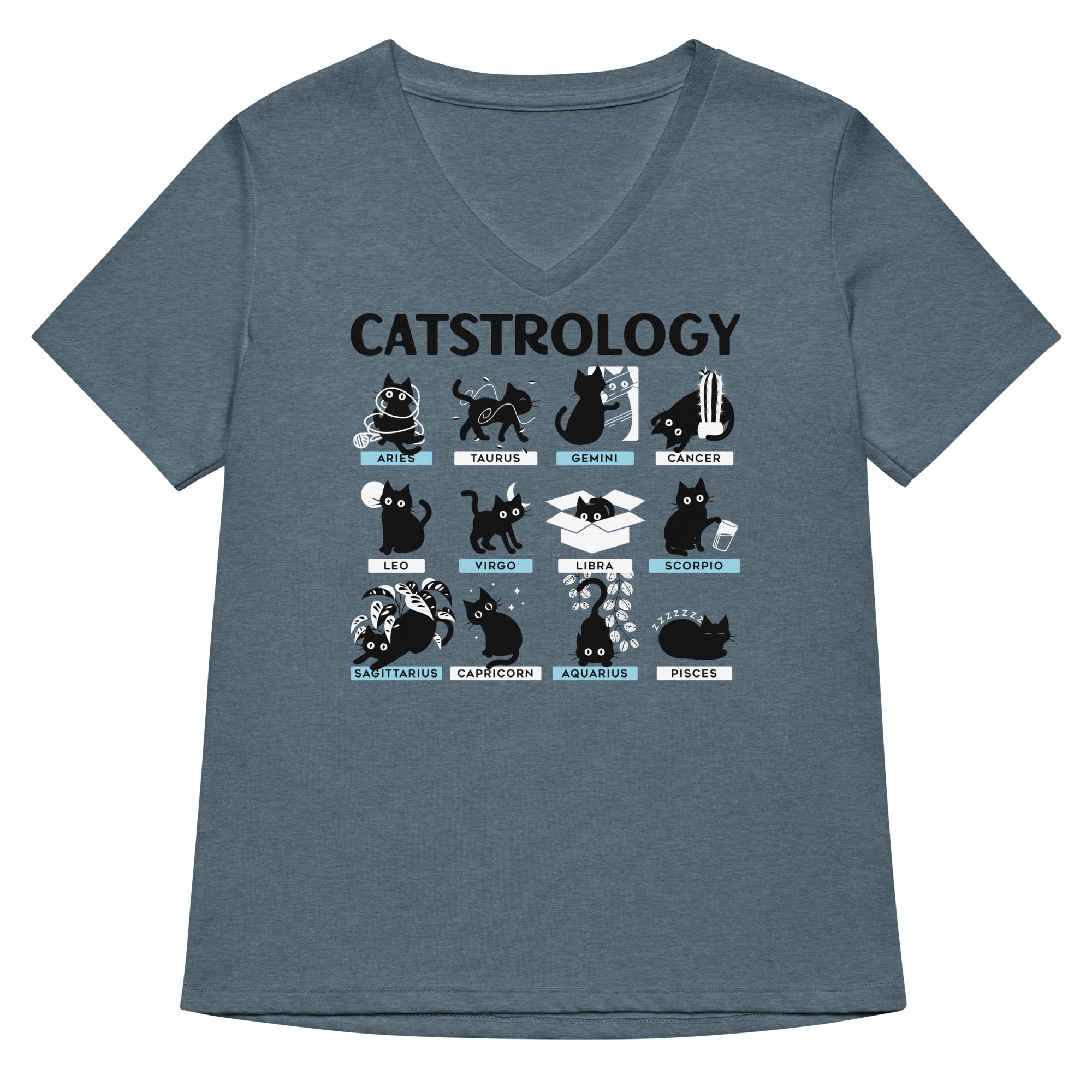 Catstrology Women S V Neck Tee V Neck T Shirt Everyday Wear